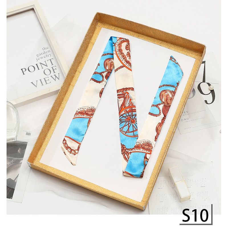 2021 New Silk Skinny Scarf Lady Long Hairband Ribbon Bag Scarfs Tie Design Belt Striped Female Luxury Brand Neck Hair Headband