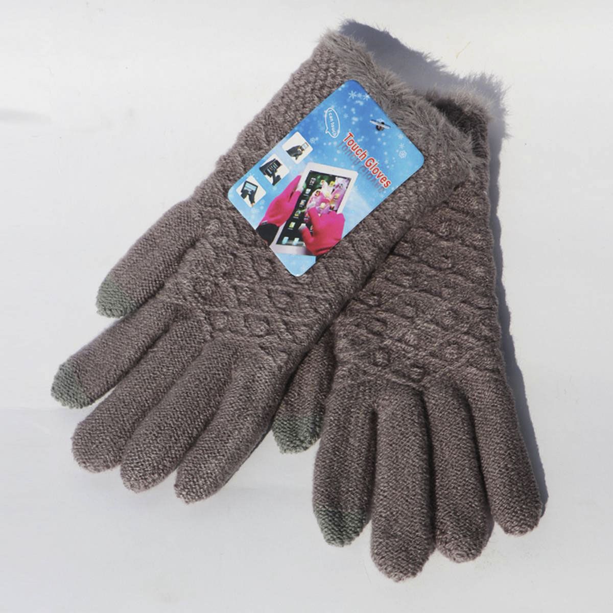 Grey UNISEX Touch Screen Winter Warm Gloves Coral Fleece Gloves