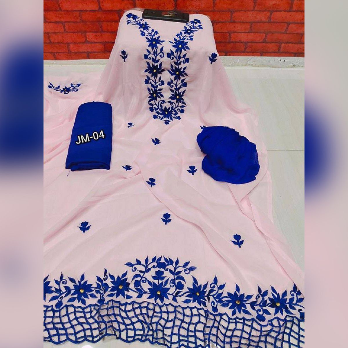 Unstiched Georgette karchupi/ Embroidery work Salwar Kameez For Women-[3 Piece]