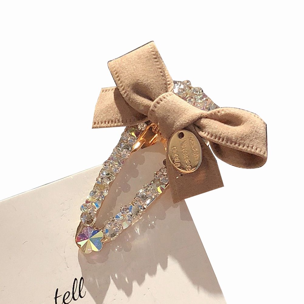 Cute Rhinestone Inlaid Bowknot Hairpins Bangs Clips Barrette Hair Accessory Gift