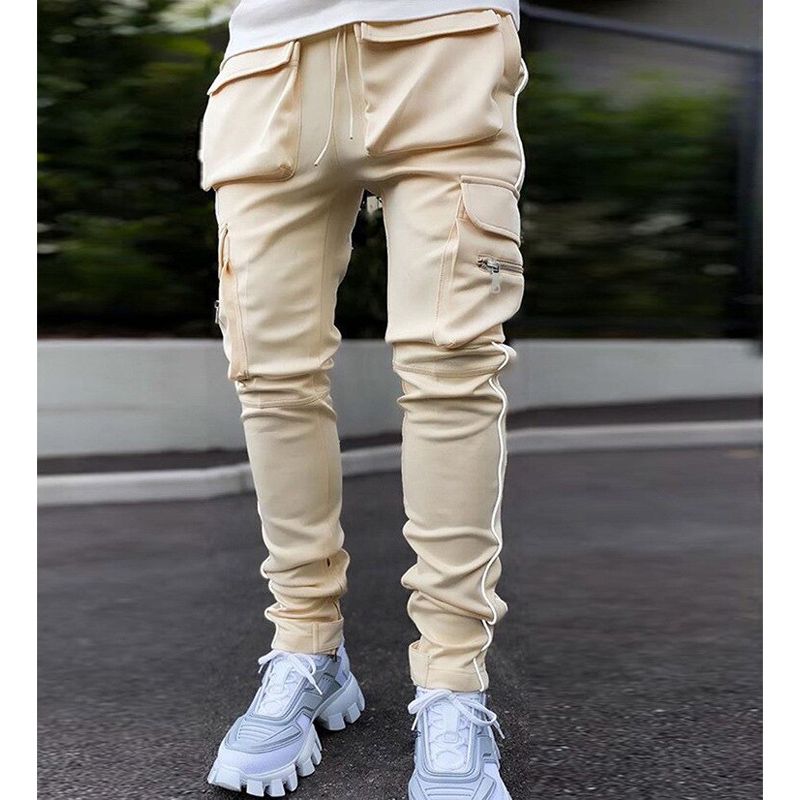 Spring and autumn work wear men's pants male sports leisure brand multi-pocket night jogging reflective fitness pants