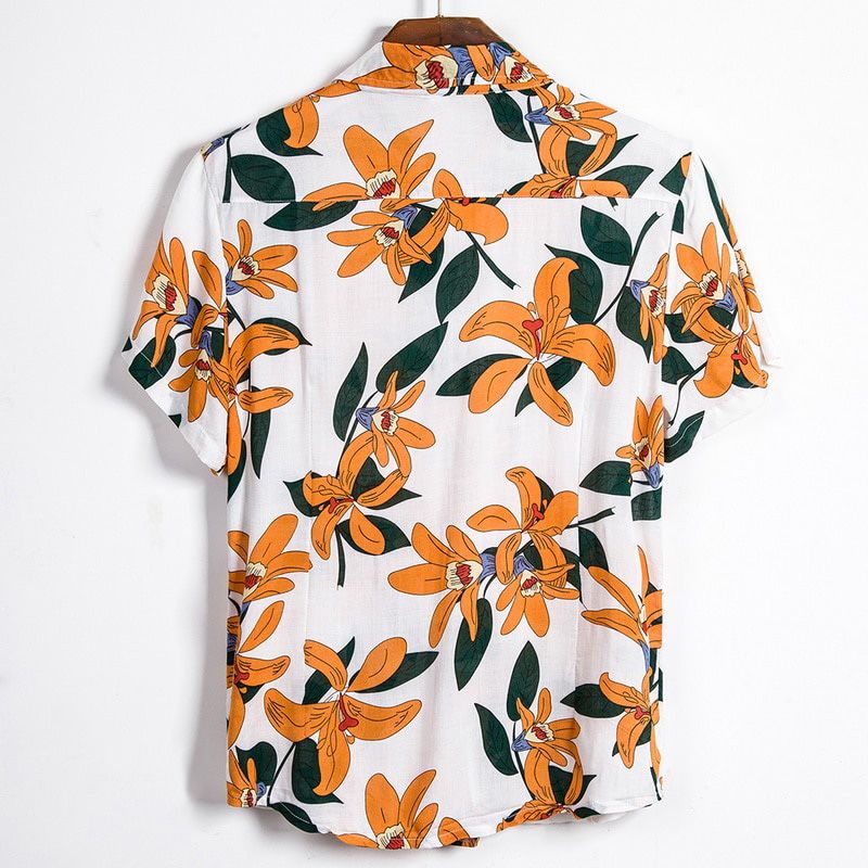 2021 Summer Men Casual Shirts Fashion Hawaiian Printed Short-sleeve Beach Shirts Holiday Streetwear Camisa Masculina