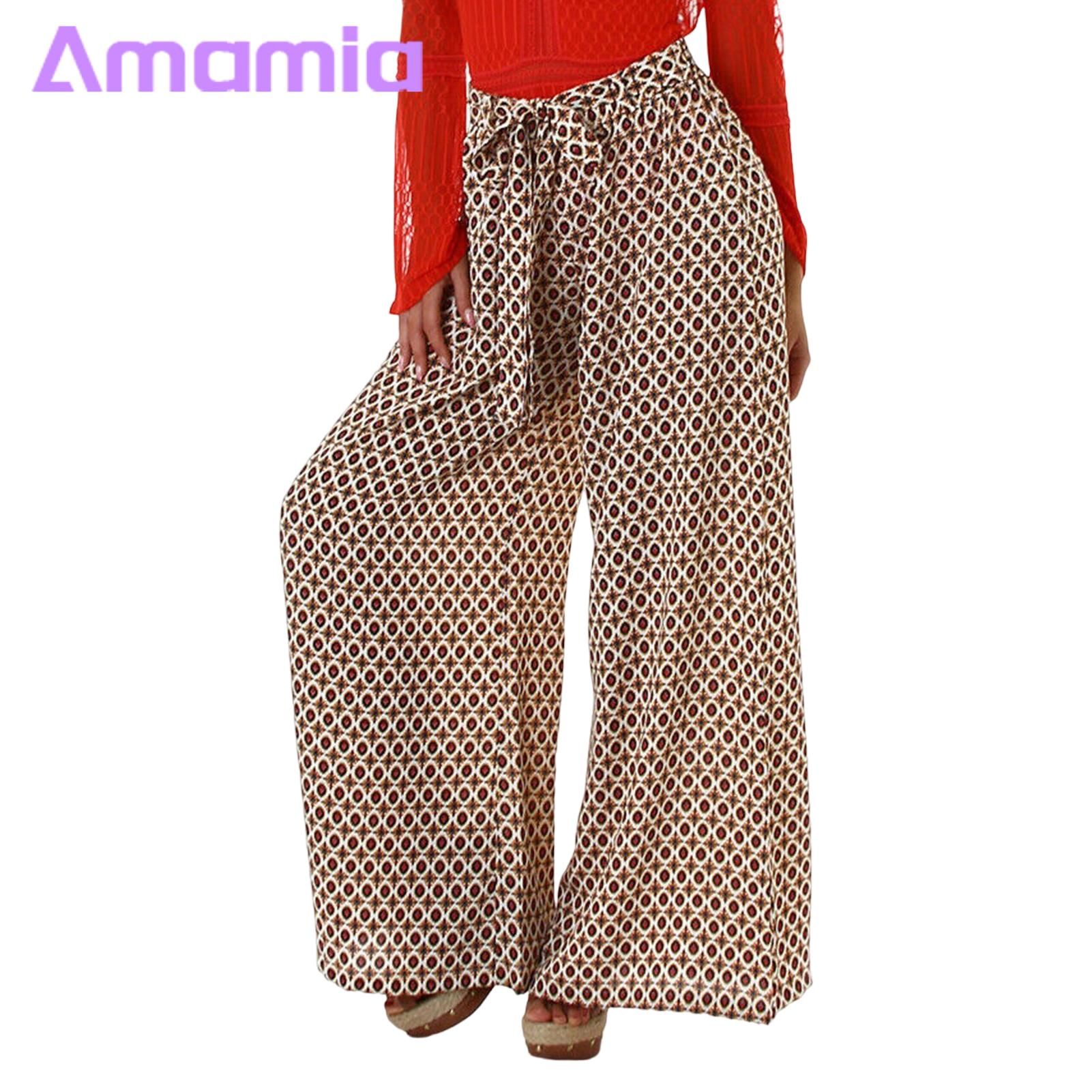 Amamia Beh Trousers High Waist Ethic Style Wide Leg Summer Pants