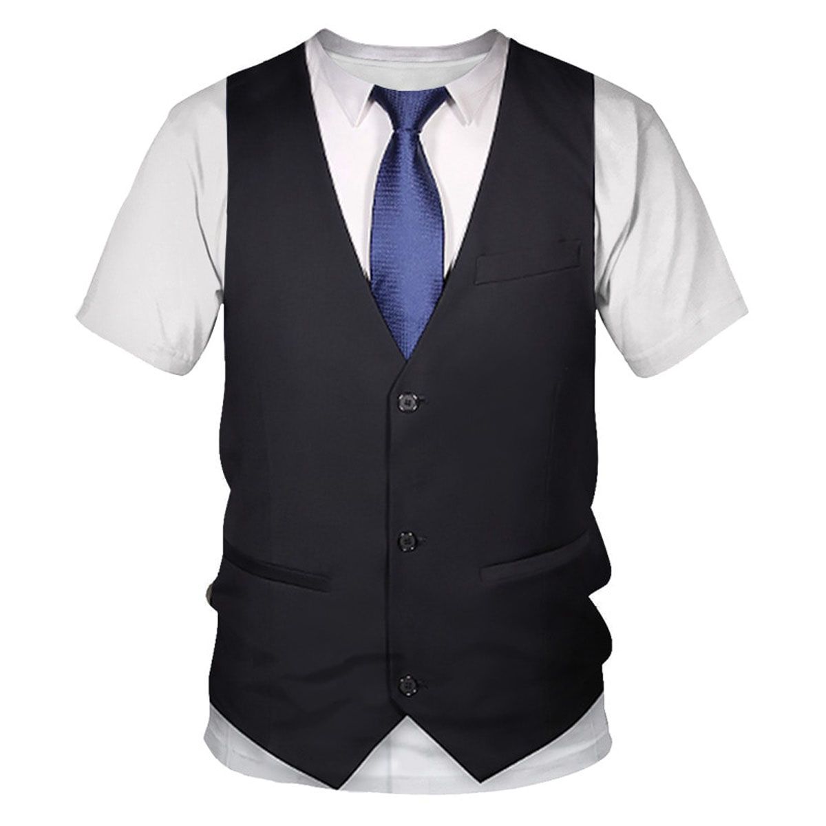 Funny Fake Suit 3D T shirt Tuxedo Tie 3D Printed T shirts Men Summer Fashion Short Sleeve Streetwear Fake Suit Vest Tshirt