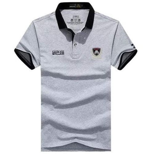 Gray Cotton Polo T-Shirt For Men's