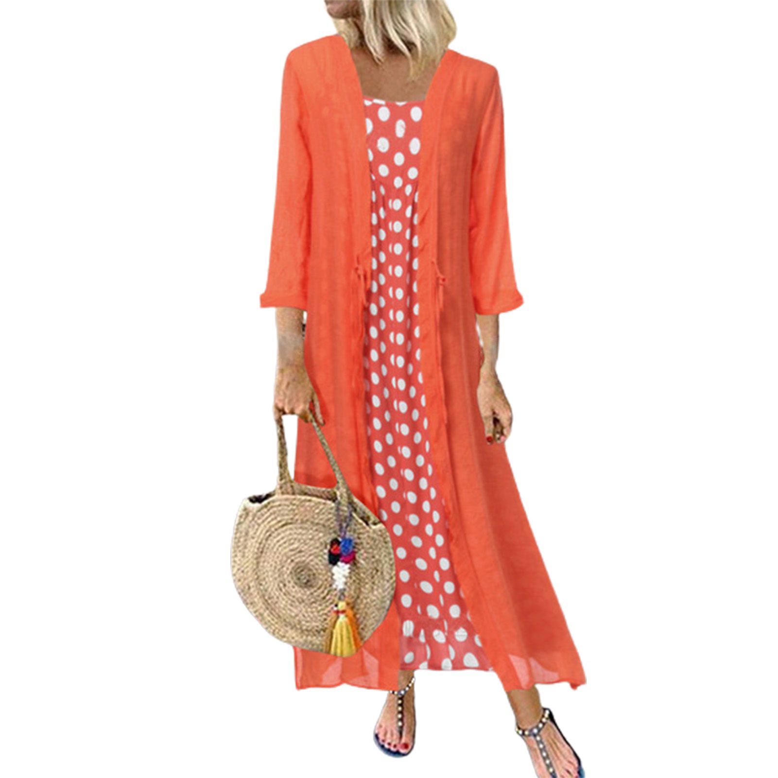 Cardigan Dress Outfit Solid Color Pure Color Cardigan Dress