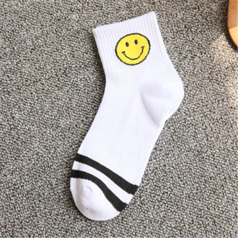 2020 Summer new cotton women socks smile print stripes funny sock unisex harajuku female casual cute socks woman sox meias