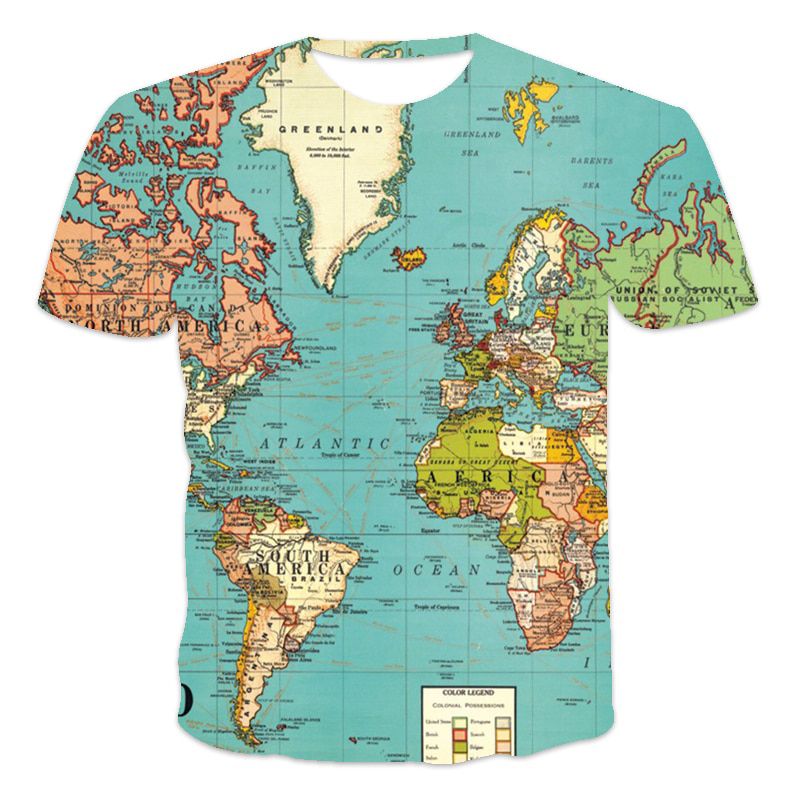 Street map pattern men's T-shirt retro trend fashion new clothing Versatile top European map design Tees Size XXS-6XL