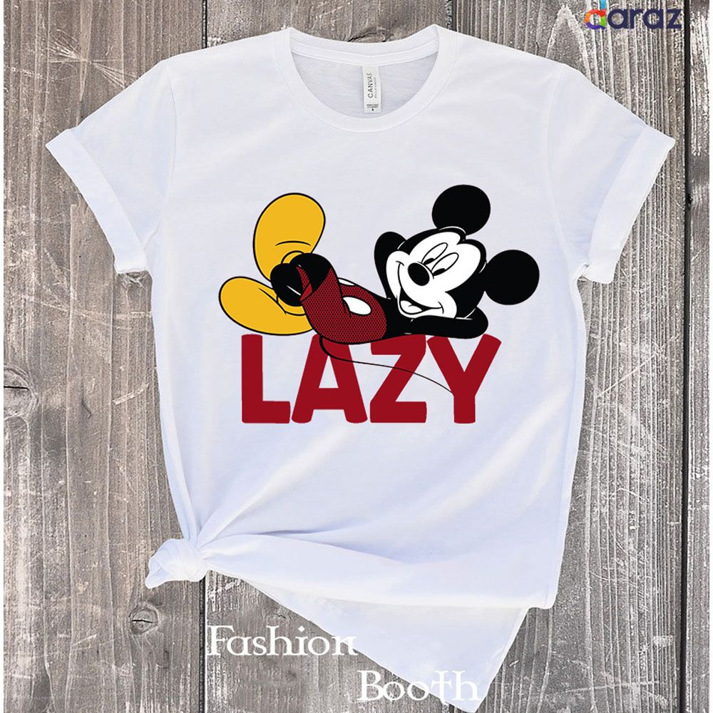 I am  lazy Short Sleeves T-Shirt For Men new mickey mouse lazy  tshirt   Fashion Booth Quality Product