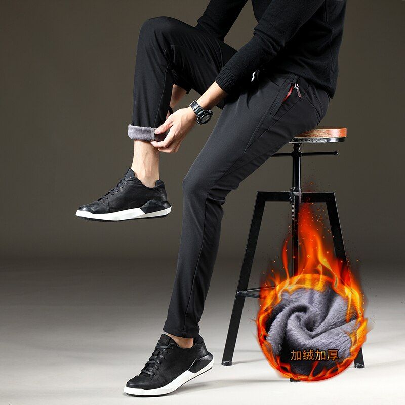 Brand Winter Thick Warm Fleece Cargo Pants Men Streetwear Black Joggers Male Casual Thermal Trousers