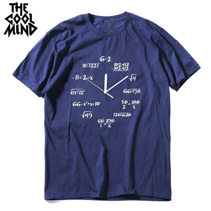 COOLMIND 100% cotton math clock print funny men T shirt casual short sleeve o-neck men tshirt cool summer t-shirt mens tee shirt