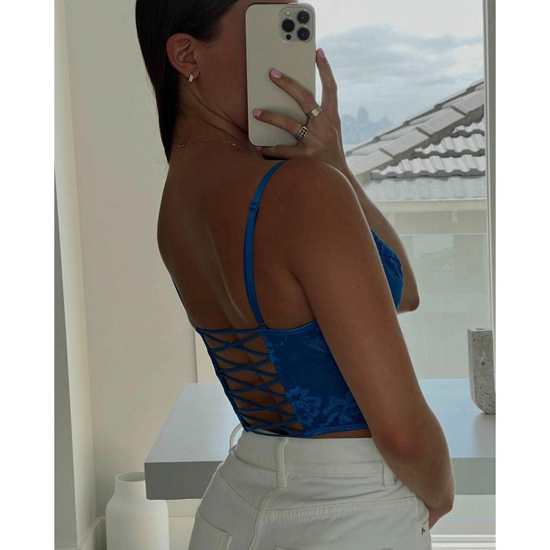 Women  Lace Stitching Camisole V-Neck Front Hook and Eye Sling Vest Summer Spaghetti Strap Corset Tank Tops