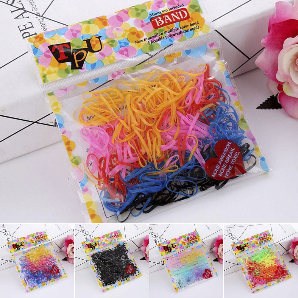 260-300pcs Colorful Rubber Hairband Rope Ponytail Elastic Ties Braids