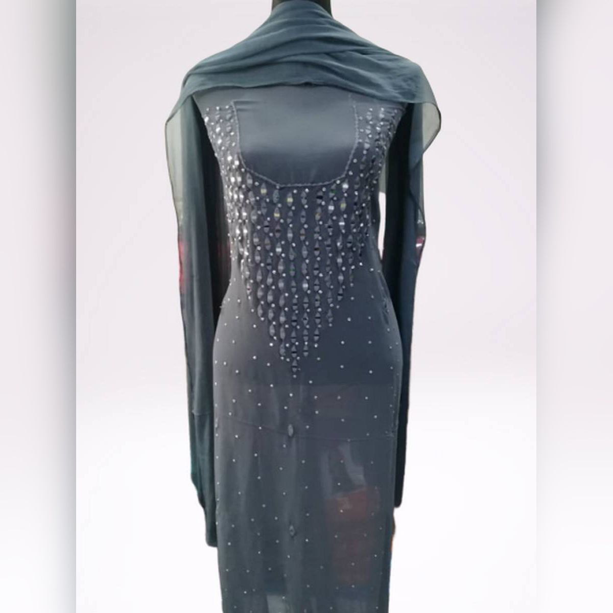 Beautiful Embroidered Salwar kameez with Glass and Stone work