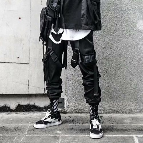 Letter Ribbon Summer Sport Hop Joggers Men Cargo Pants Men Ribbons Streetwear Casual Pants Women Fashions Trousers S-3XL