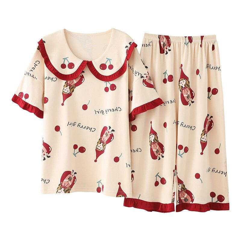 Pajamas Set Women Pyjamas Women Sleepwear Night suit Pijama Home Wear Women Plus size 5XL Summer Cartoon Cotton Nightwear
