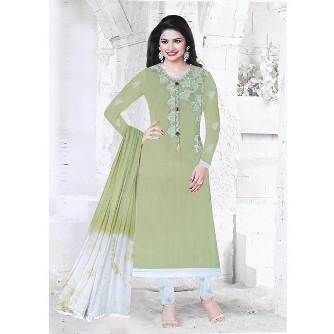 Light Olive Cotton Unstitched Lawn for Women