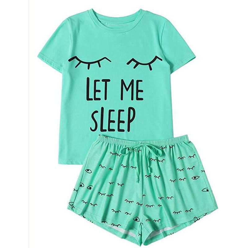 Plus Size 5XL Women Pajamas Set 2PCS Nightwear Short Sleeve Letter Top Shorts Clothes Set Sleepwear Lounge Set for Ladies