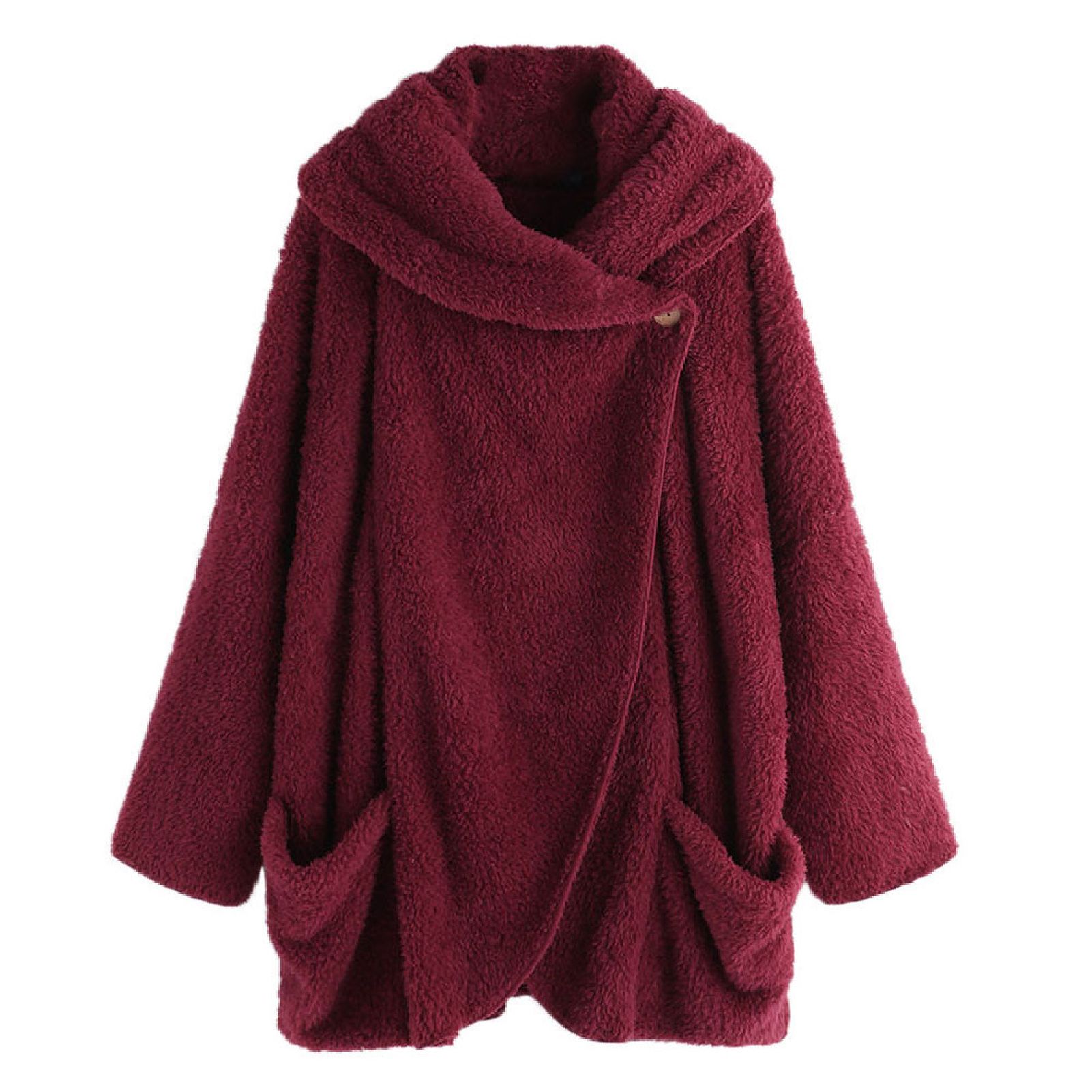 Fluffy Jacket Windproof Large Lapel Batwing Sleeve Cardigan Jacket