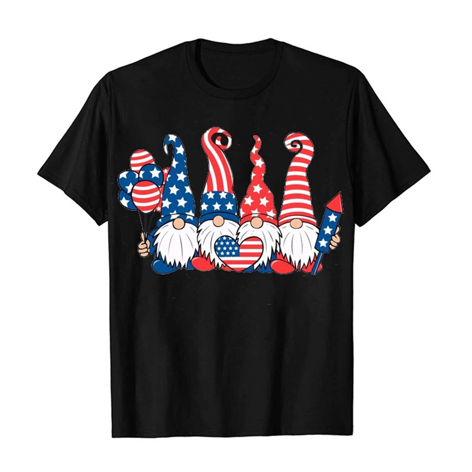Women Pullover T-shirt Breathable Dwarf Print Women Pullover T-shirt