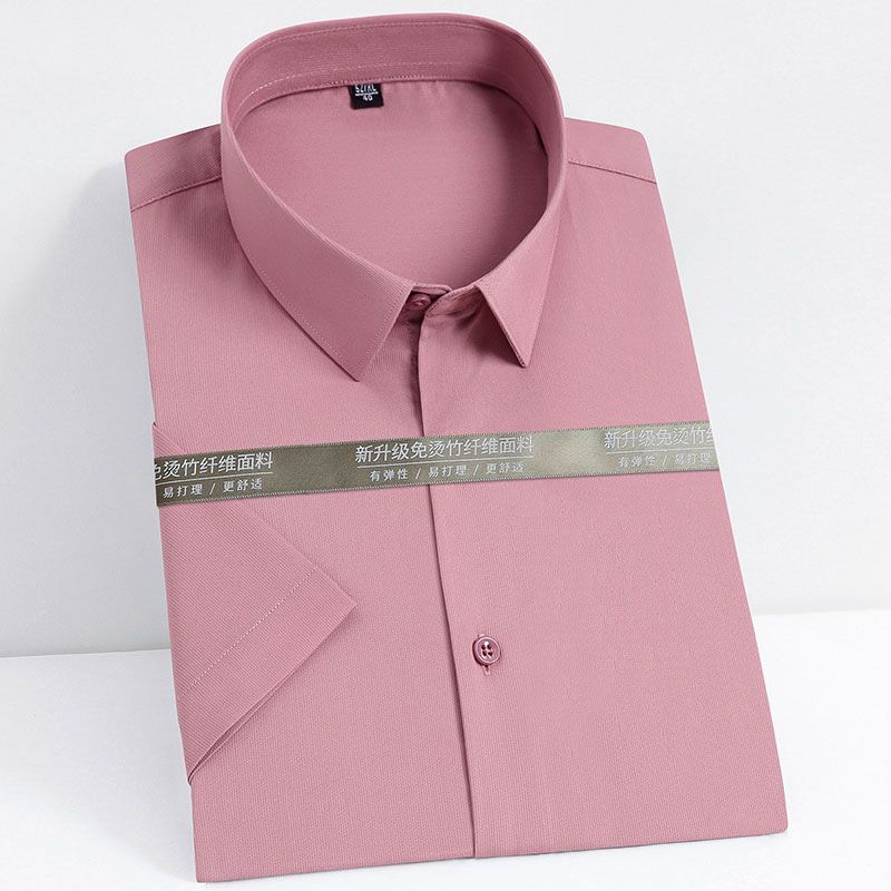 Summer Short Sleeve Men's Dress Shirts Social Fashion New Turn-down Collar Regular Fit Soft Non-iron Business Casual Shirt