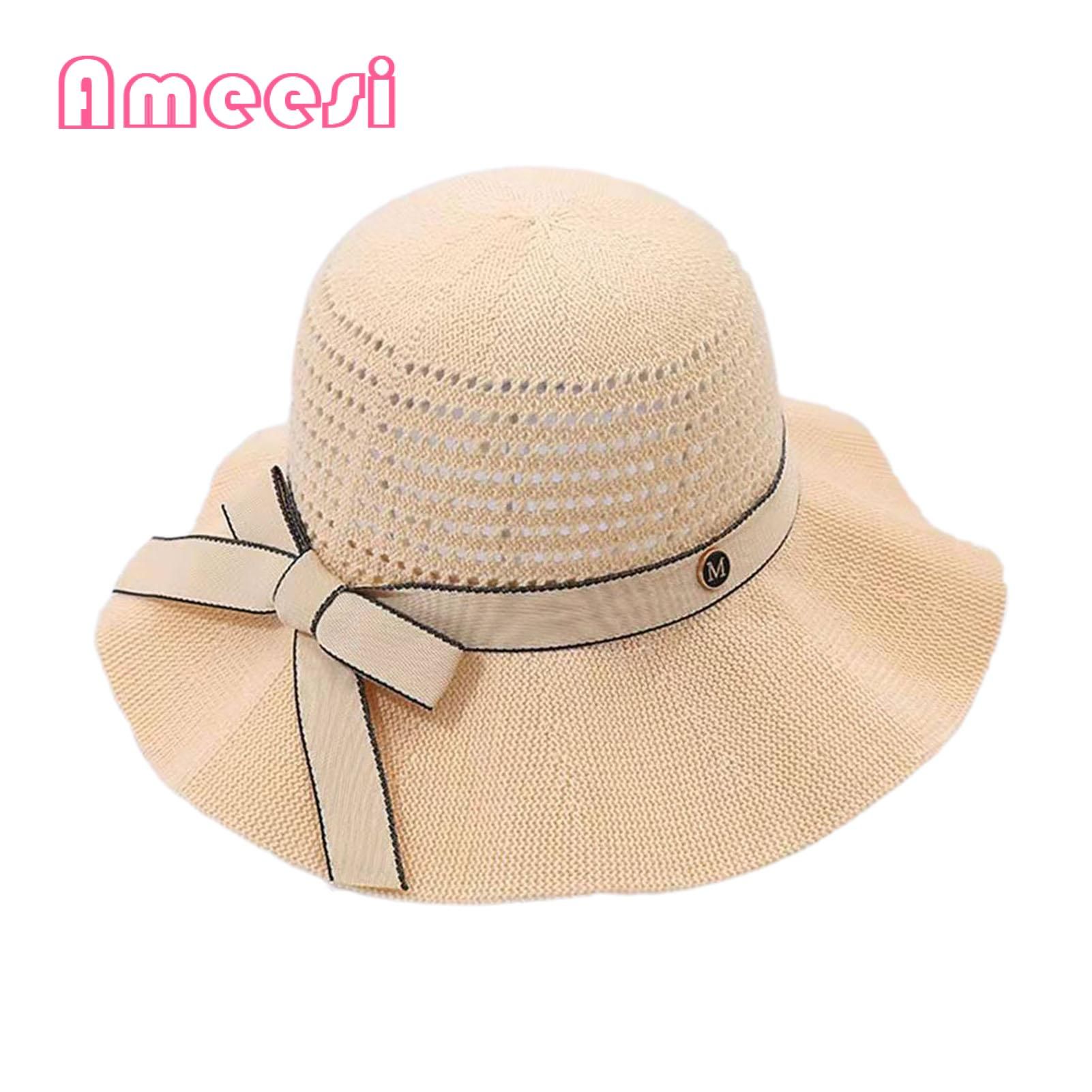 Ameesi Sun Cap Packable Hollowed-out Elegant Bow Female Bucket Hat