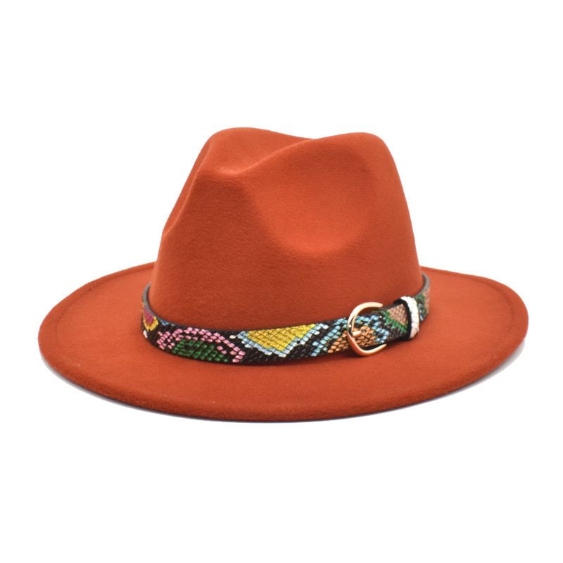 Green fedora hat  leopard chain top hat  Jazz hats  hat for women and men  men cap  red wide brim bowler hat wholesale