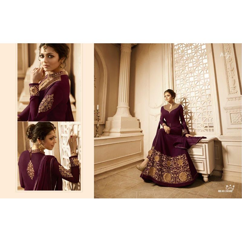 Exclusive Unstitch Cofe and Golden Embroidery Georgette Gown For Women