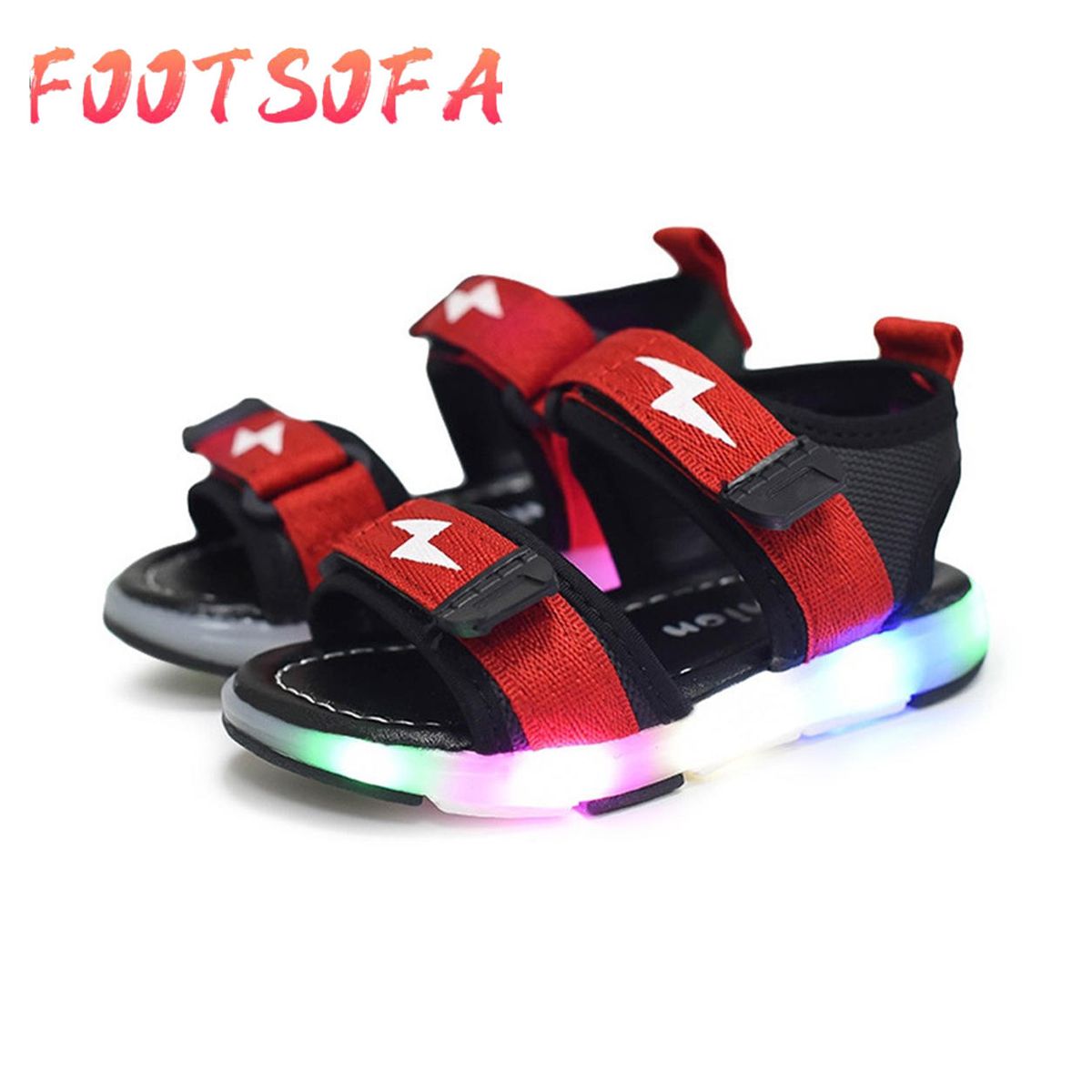 new Children Baby Boys Lightning Led Light Luminous Run Sport Sandals Sneakers Shoes（shoes for kids）