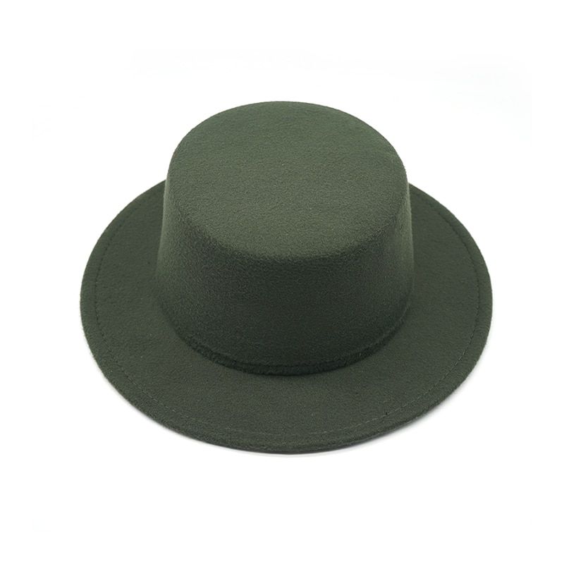 New Classic Solid Color Felt Fedoras for Men Women Artificial Wool Blend Jazz Cap Wide Brim ple Church Derby Flat Top Hat