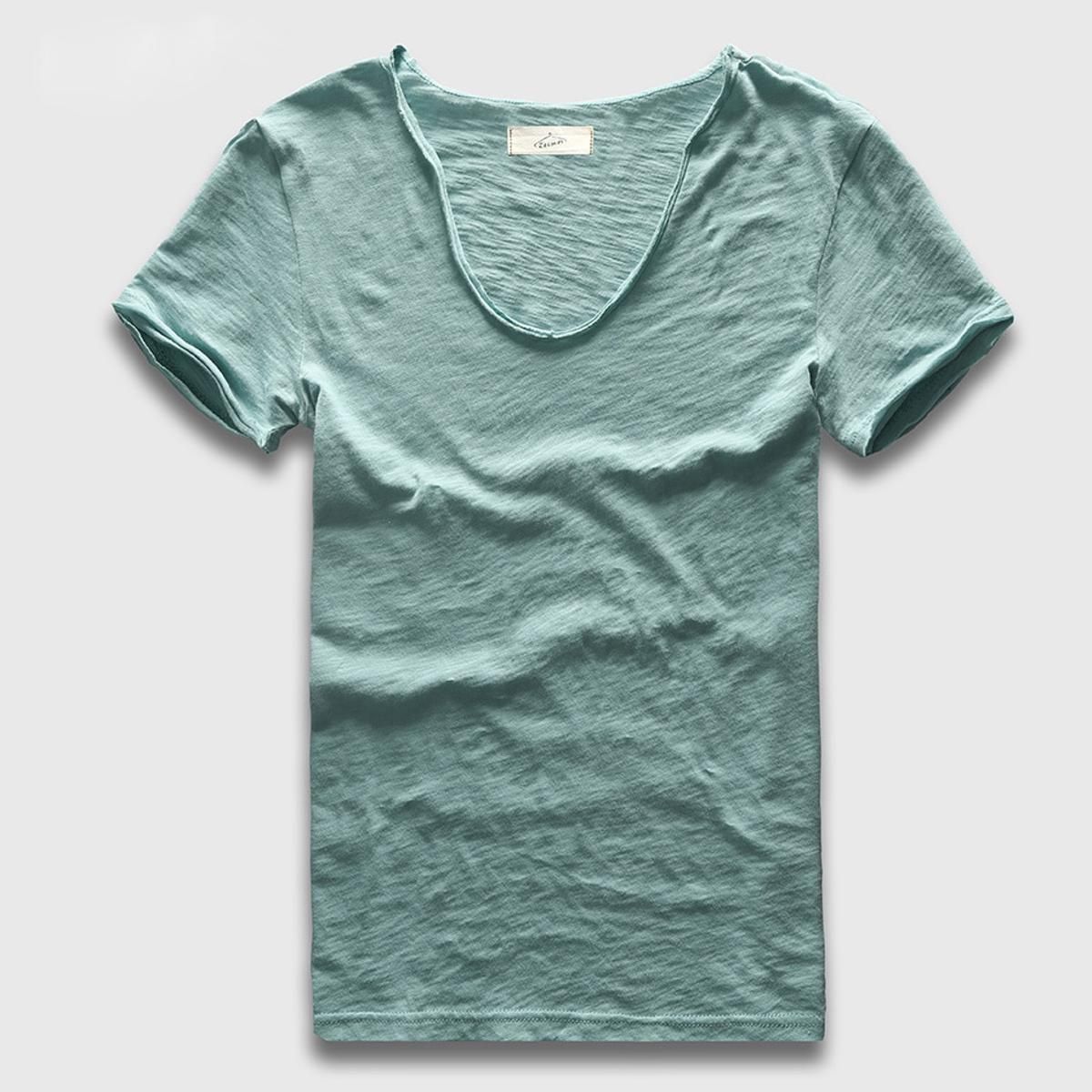 Men T-Shirt Plain  Hop Fashion Casual XXXL V Neck T Shirt Swag For Men Short Sleeve Man Top Tees