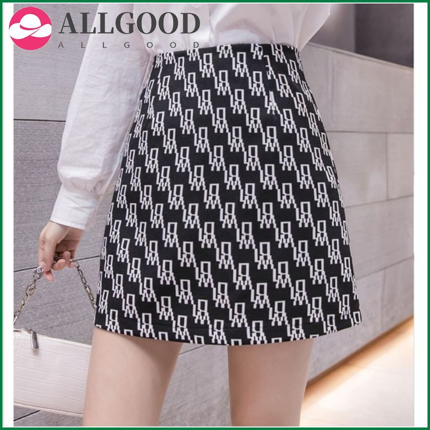 Monday Lucy Cute Sweet Fashion Women Skirt  Printed Straight High Waist Mini Skirts Girl's Vintage Korean Style Skirt Women