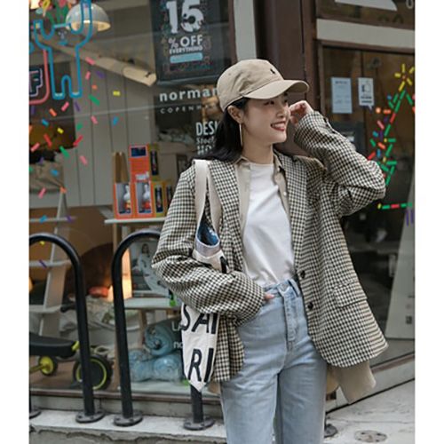 Tnew autumn and winter loose coat hooded wild cotton top thick lapel small suit jacket was thin and pure tament