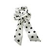 Women Polka Dot Floral Print Bow Ribbon Ponytail Holder Hair Ring Band Scrunchy
