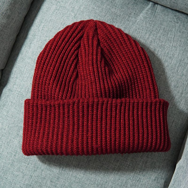 2021 Autumn Black Red Winter Men Women Knitted Hat Solid Skuilles Beanies Dad Cap Thick Warm Ski Beanies Caps Girls