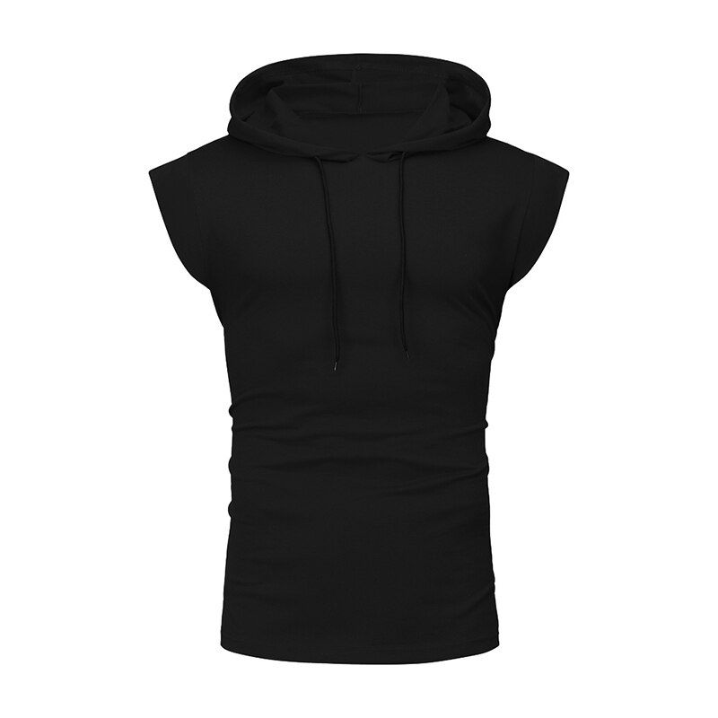 Mens Hooded Tank Top Summer Sleeveless Tops Drawstring Men Clothing Casual Black White Vests Slim Fit Mens Hoodies