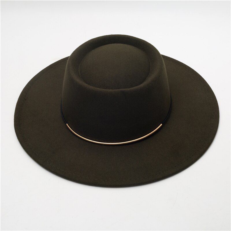 Wide Brim Simple Church Derby Top Hat Panama Solid Felt Fedoras Hat with for Women artificial wool Blend Jazz Cap