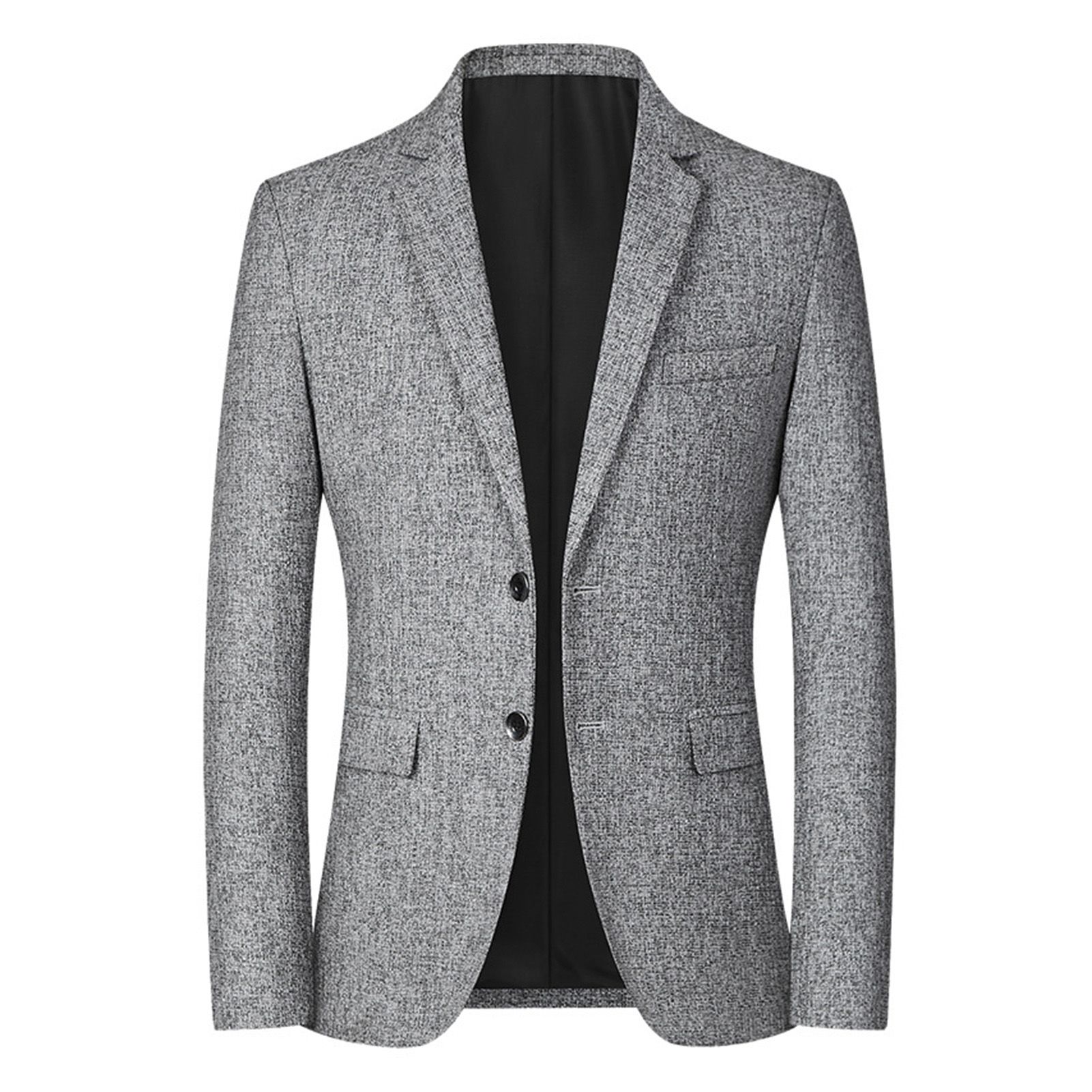 Men Suit Coat Long Sleeve Pure Color Lapel Suit Jacket