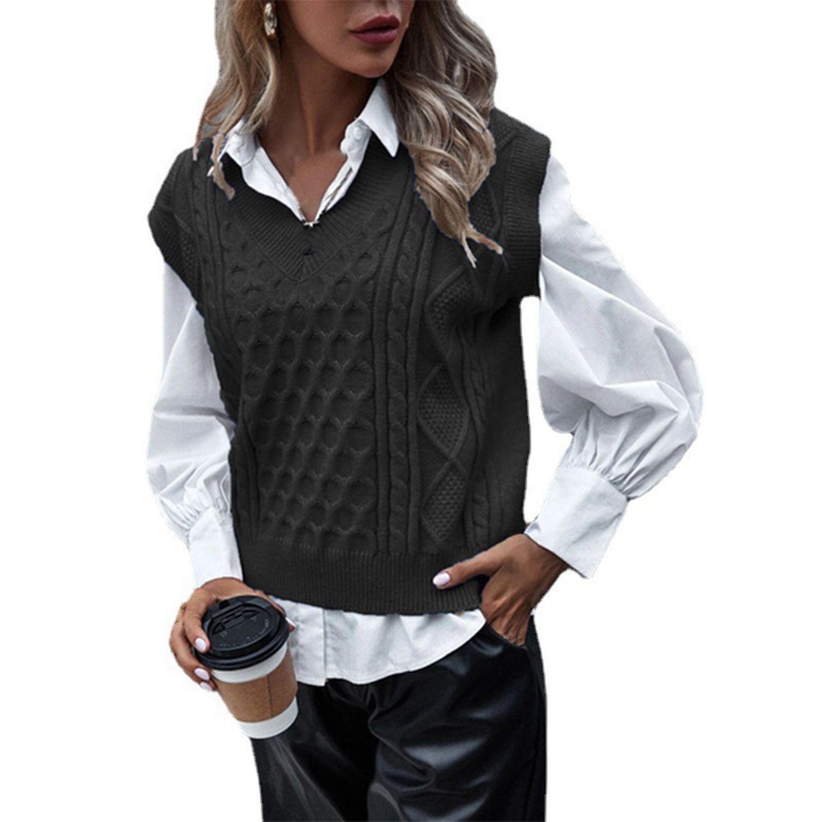 Sweater Vest Solid Color Casual Sweater Vest