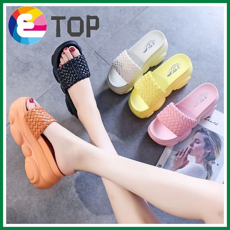 9cm/3.51 Inch Height Summer Fashion Korean Wedge Slippers Open Toe Casual Outdoor Slides for Women with Heels