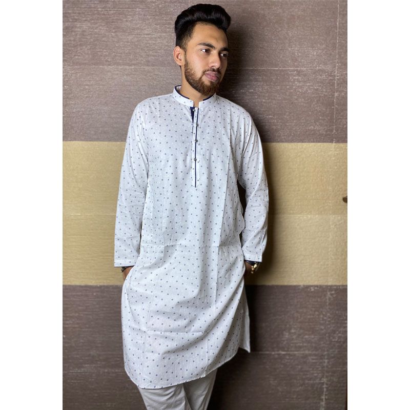 Casual Semi Long Men's Exclusive Panjabi - Off White