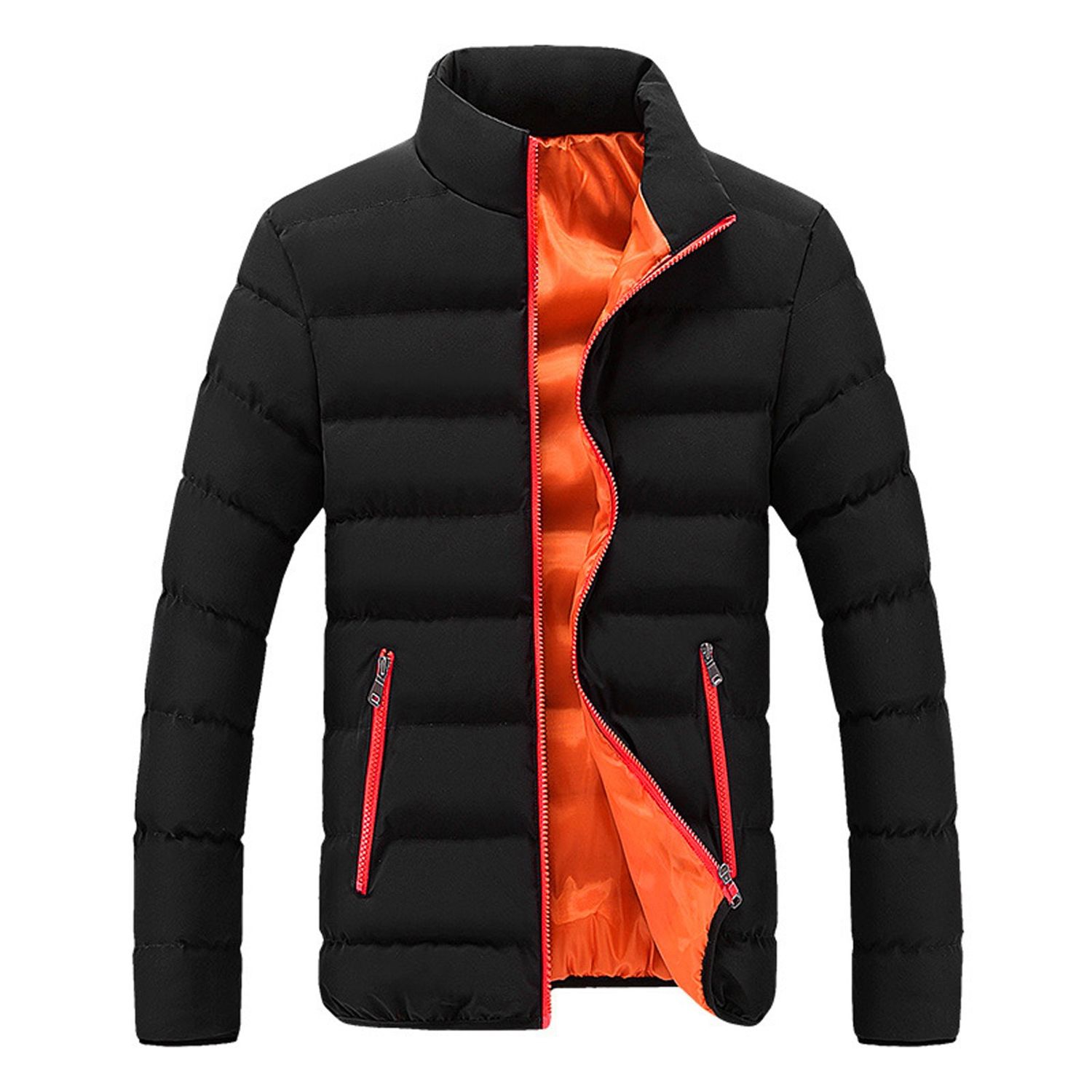Men's Solid Color Stand-collar Cotton-padded Jacket  Short Padded Jacket Mens Outing Riding Climbing Warm Coats