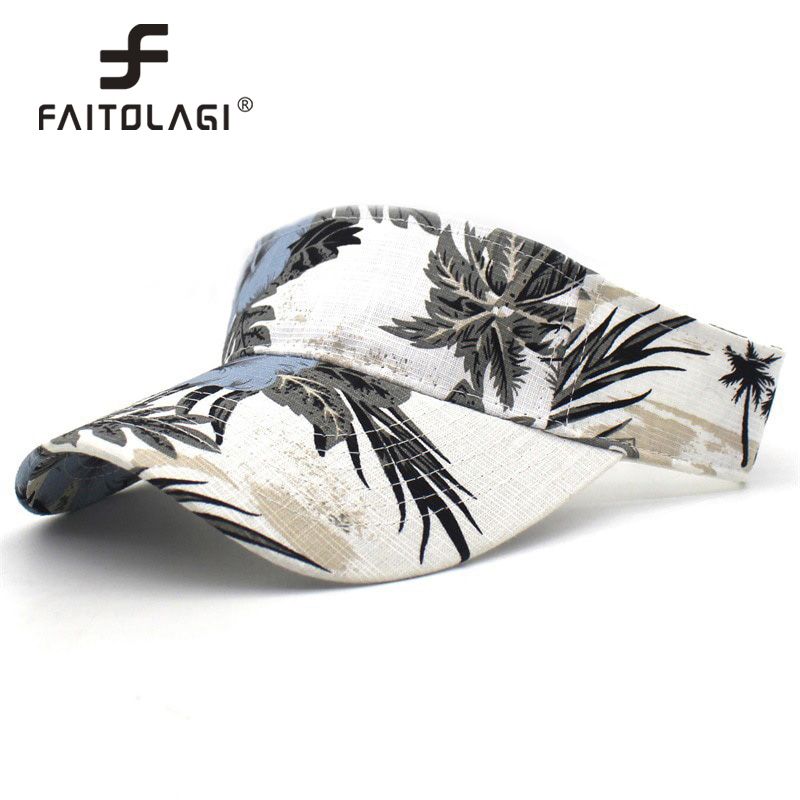 Summer Empty Top Baseball Cap Women Men Floral Print Sun Hat Unisex Adjustable Cotton Visor Caps