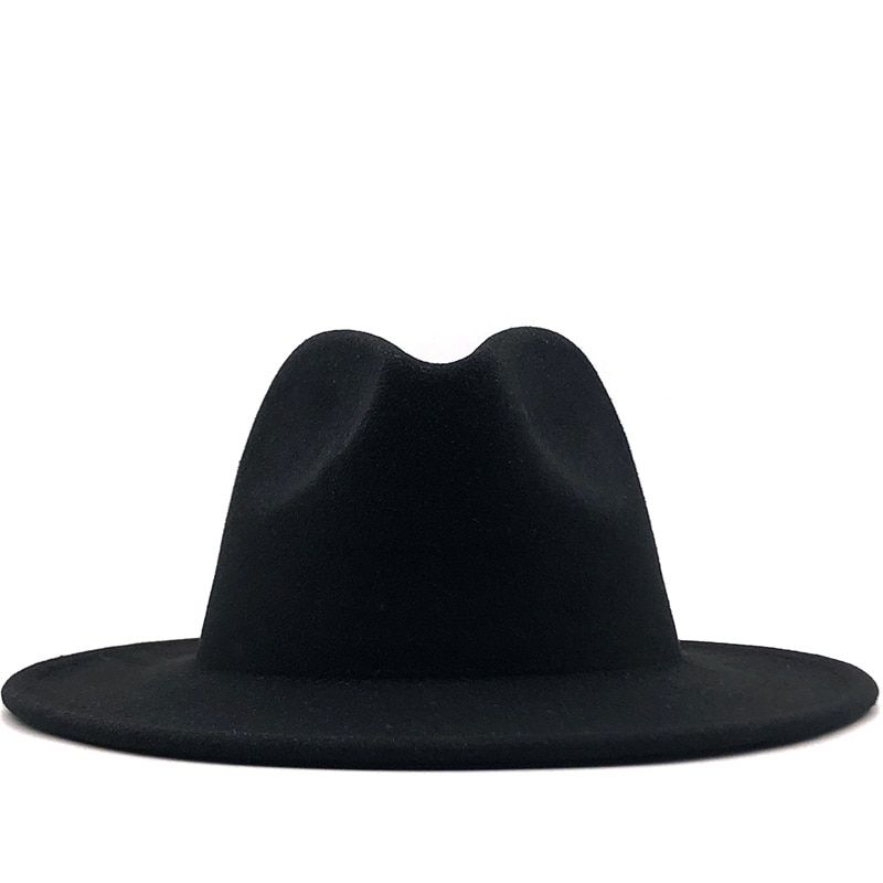ple Outer Dark green Inner red Wool Felt Jazz Fedora Hats with Thin Belt Buckle Men Women Wide Brim Panama Trilby Cap 56-60CM