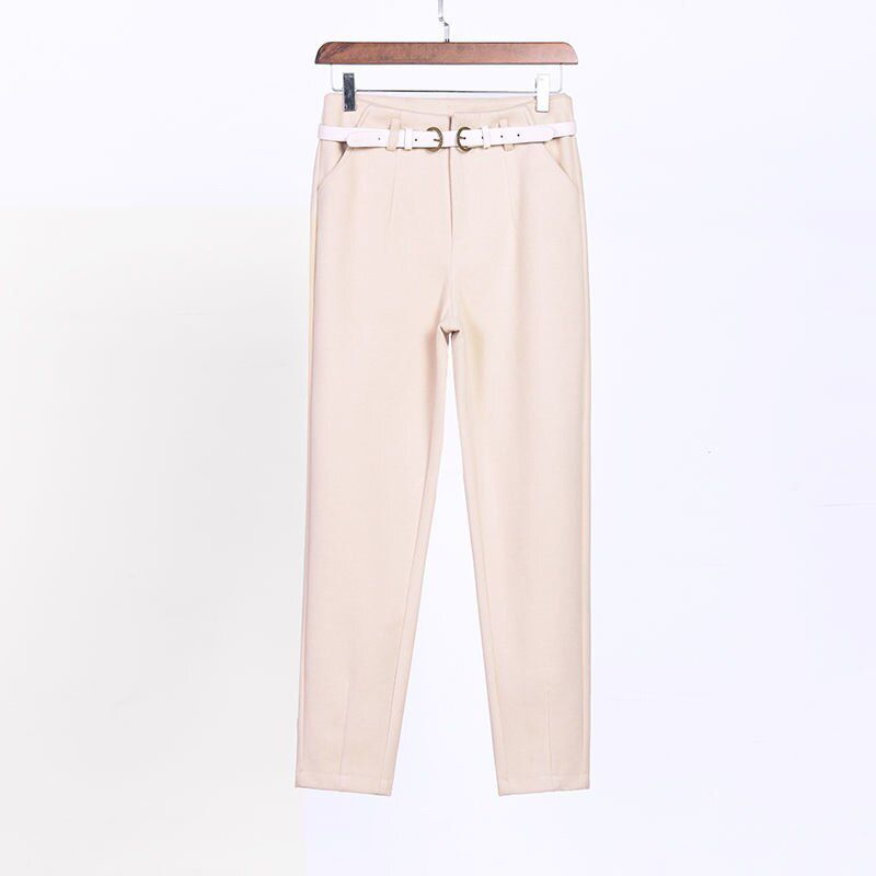 Luck A Autumn Winter Women Plaid Pencil Pants Woolen Straight Trousers Female High Waist Loose England Style Ankle-length Pants