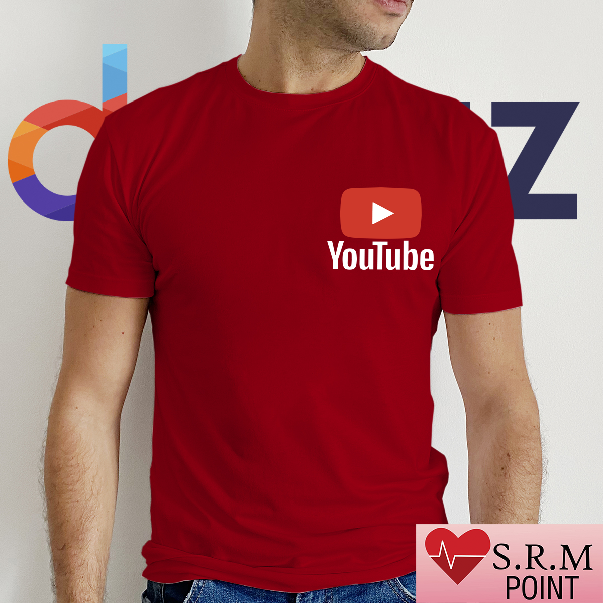 YouTube white Short Sleeves T-Shirt For Men(You tube Logo)
