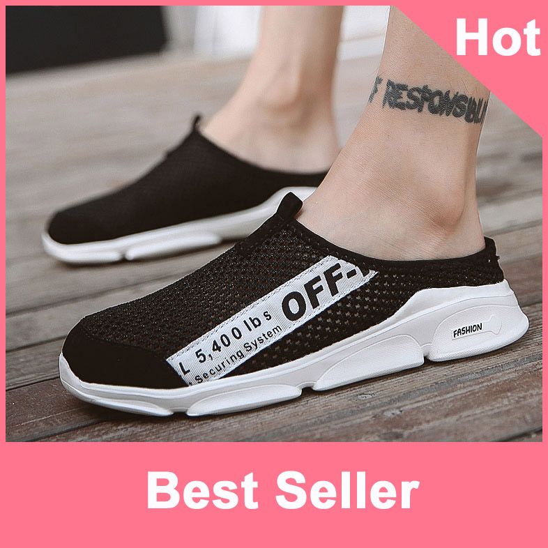 Korean Half Shoes for men Half Slippers Flat Breathable Beach Young Sandals Lazy Shoes Loafers for men New Fashion Casual Shoes