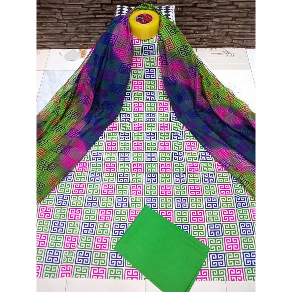 New Unstitched Cotton Screen Printed Salwar Kameez for Women