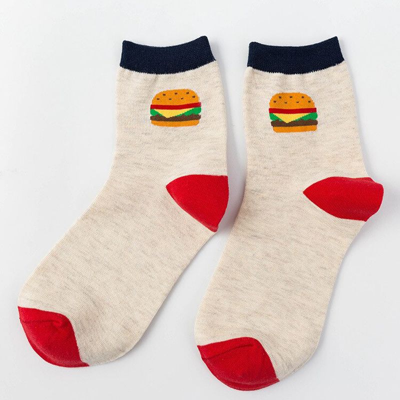 Socks for women Ins style fruit pizza Burger French fries cotton funny cute short socks 2019 spring summer female casual sock