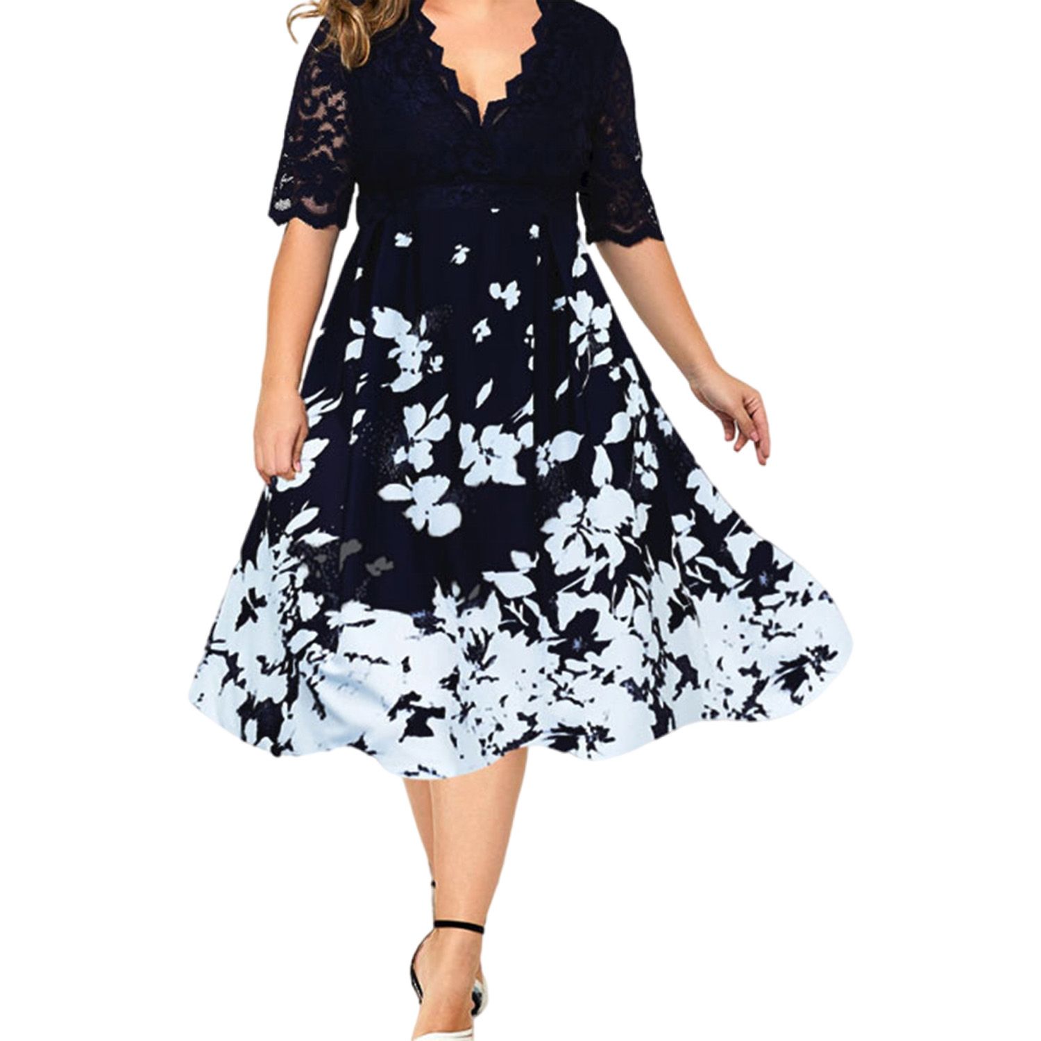 Evening Dress Colorful Flower Print Banquet Dress